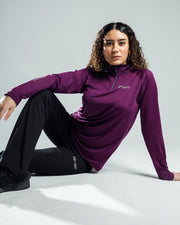 Plum top long sleeve quarter-zipper