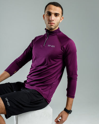 Plum top long sleeve quarter-zipper